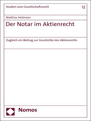 cover image of Der Notar im Aktienrecht
